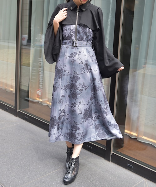 蝶々×花柄ジップワンピース｜アクシーズファムの通販｜&mall