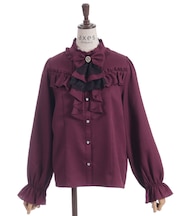 リボン×ジャボブローチ付ブラウス