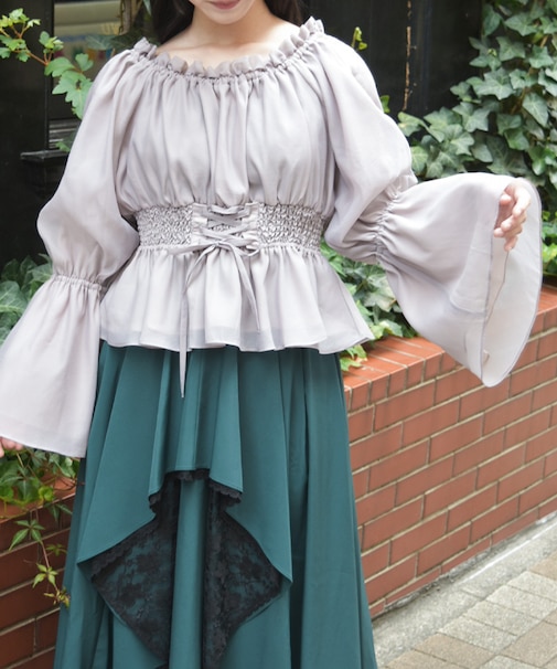 オフショルオーガンジープルオーバー