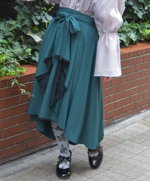 バイカラーレースフリルスカート