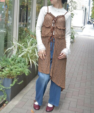 チュニック丈レースキャミ