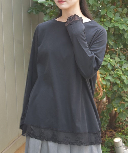 レース使ロングＴシャツ