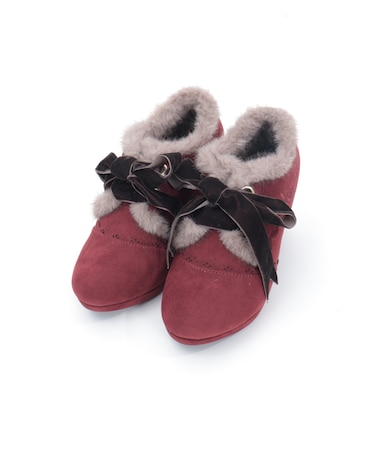 刺繍入り配色ファーブーティー