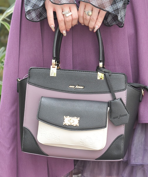 薔薇エンボス配色バッグ