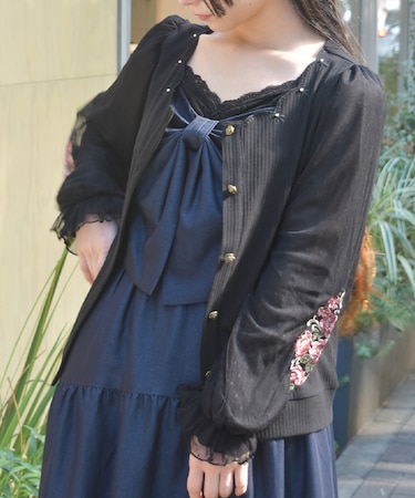 ローズ刺繍カットカーディガン