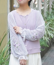 ローズ刺繍カットカーディガン