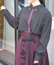 金具付バイカラーブラウス