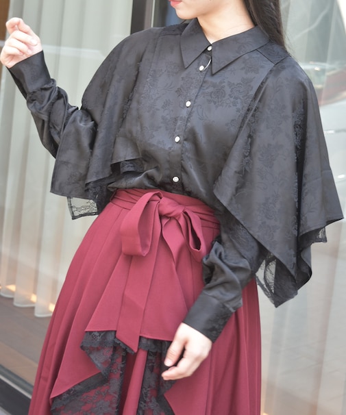 ケープ風フレアジャガードブラウス