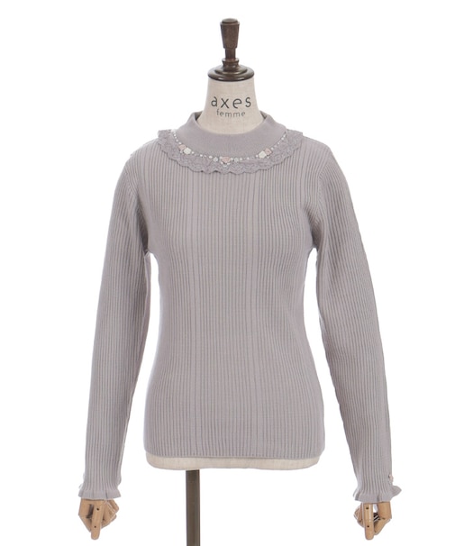 バラボトルネックリブニット