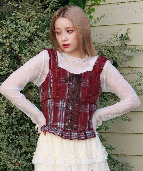 Emily　オックスタータンチェック×ボア　マットsize指定3点セット ガーリータータンチェック オックス チェック柄 チェック