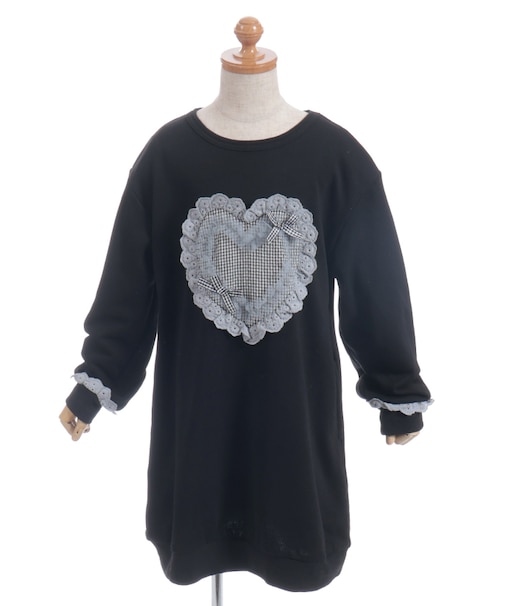 ハートアップリケ風ワンピース