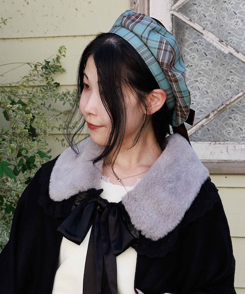 kidill hizume タータンチェック　リボン　ベレー帽 kidill HIZUME タータンリボンベレー帽 kidill hizume タータン