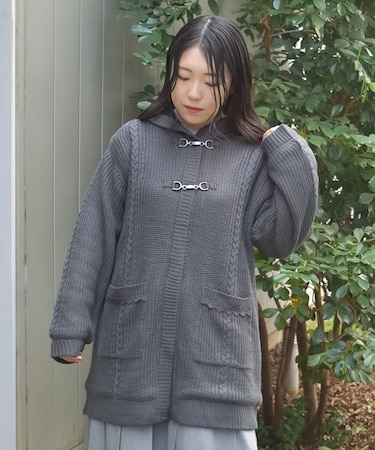 裏ボアニットコーディガン