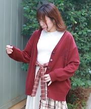 蝶刺繍ロングニットカーディガン