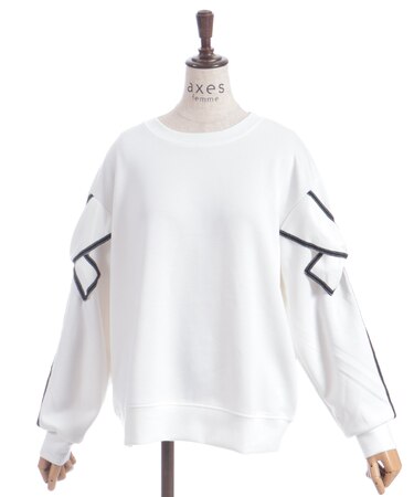 袖リボンカットプルオーバー