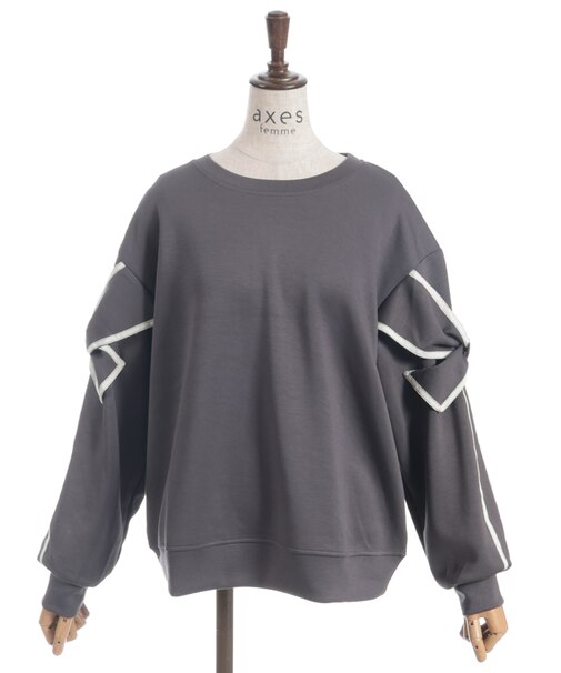 袖リボンカットプルオーバー