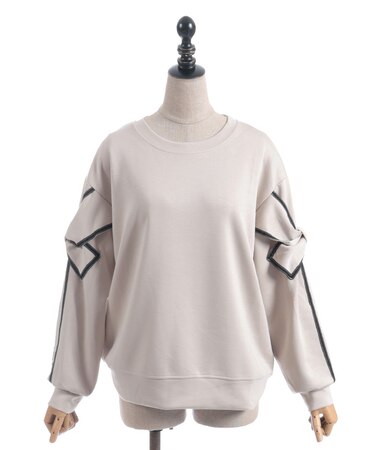 袖リボンカットプルオーバー