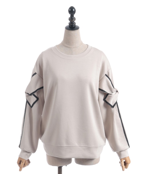 袖リボンカットプルオーバー