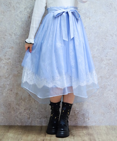 レース×チュールイレヘムスカート