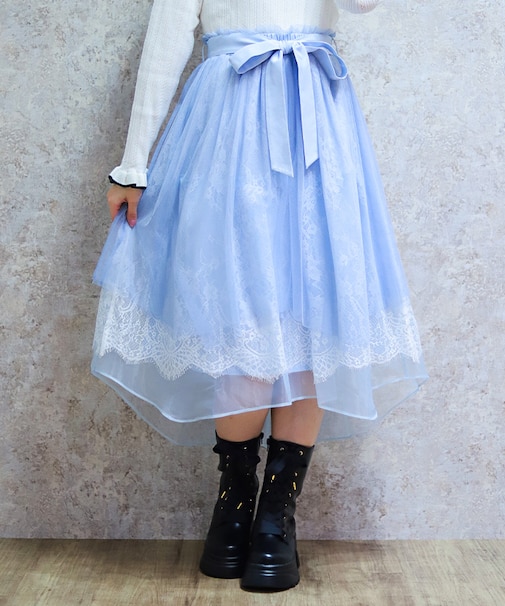 レース×チュールイレヘムスカート