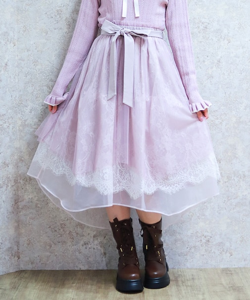 レース×チュールイレヘムスカート
