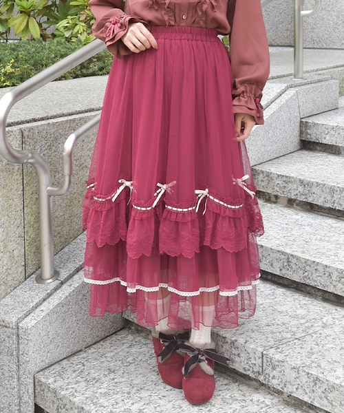 ホイップフリルチュールスカート｜アクシーズファムの通販｜&mall