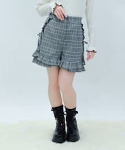 リボン付き裾フリルショーパン