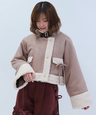 フェイクスエード×ボアコート