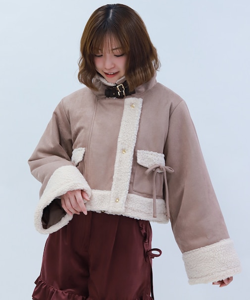 フェイクスエード×ボアコート