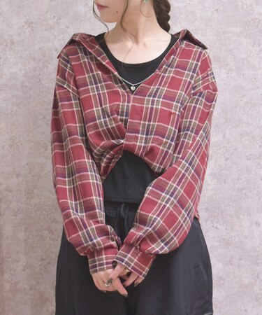 チェックレイヤードシャツ