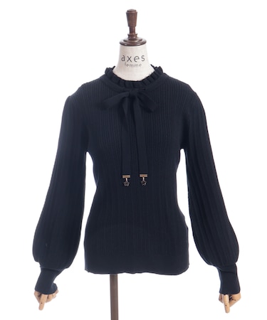 機能付チャームリボンニット