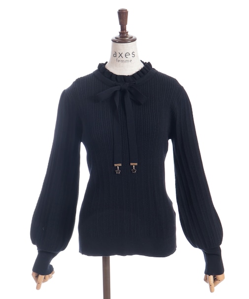 機能付チャームリボンニット