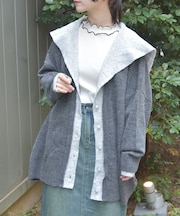 配色ニットカーデ