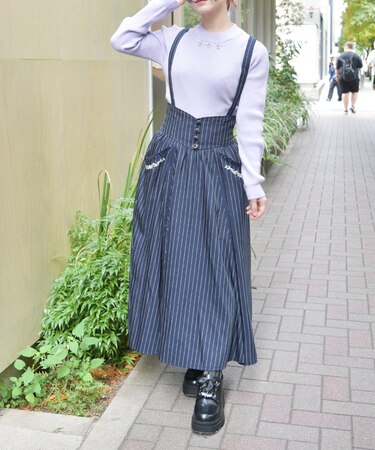 サス付プチローズ刺繍スカート