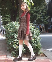 チェック柄編上ジャンスカ