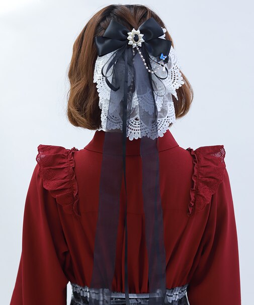 レースフリル×リボンバレッタ