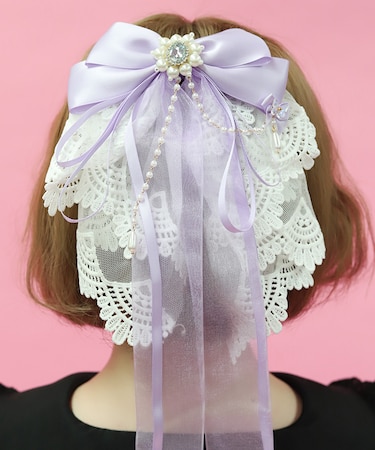 レースフリル×リボンバレッタ