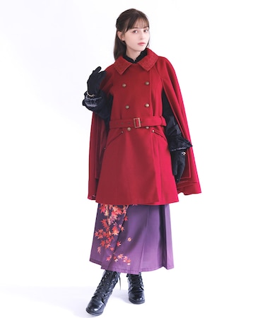 ダブルボタンケープコート