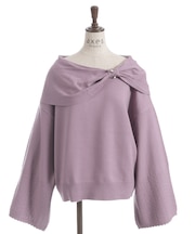 ドレープリボンフレア袖ニット