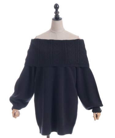 ハート×ケーブル柄チュニワンピース