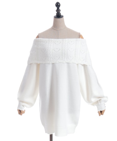 ハート×ケーブル柄チュニワンピース