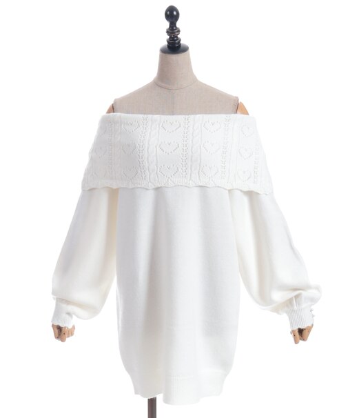 ハート×ケーブル柄チュニワンピース