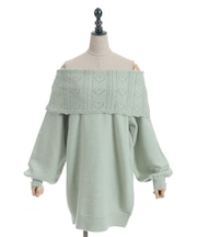 ハート×ケーブル柄チュニワンピース