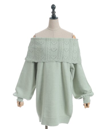 ハート×ケーブル柄チュニワンピース