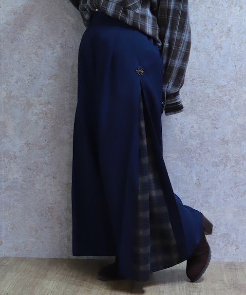 チェック切替ワイドパンツ