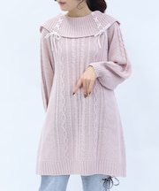 レースアップニットチュニック