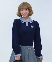 ＰＱ刺繍バイカラーポロニット