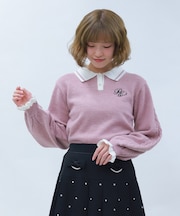 ＰＱ刺繍バイカラーポロニット