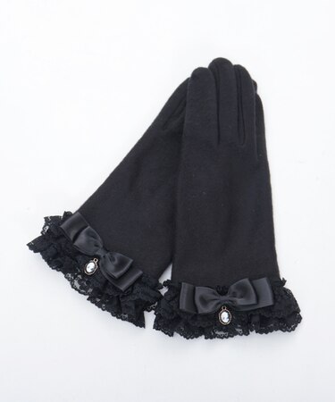 カメオリボンレースフリル手袋