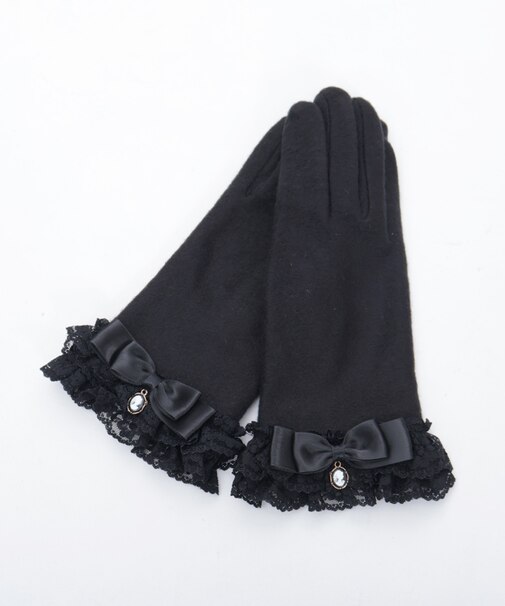 カメオリボンレースフリル手袋